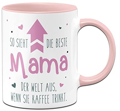 Tassenbrennerei Tasse So sieht die beste Mama der Welt aus wenn sie Kaffee trinkt - Geschenk mit Spruch lustig (Mama-Rosa)