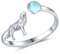 Wolfs Ringe 925 Sterling Silber Mondstein Ringe Verstellbar Ring Tier Ringe Geschenk Schmuck für Damen (7#)