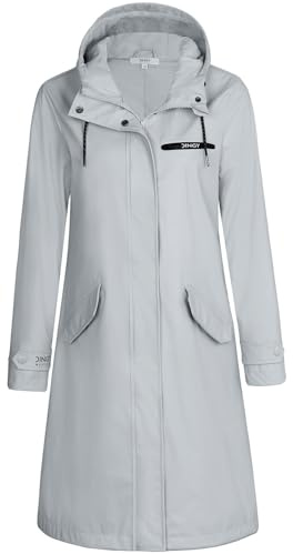 rhythm of the rain Regenmantel Damen gefüttert Windbreaker lang Wasserdicht Atmungsaktive Regenjacke mit kapuze Friesennerz PU Regenparka Outdoorjacke STONE 40-EU