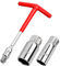 Xzeemo 3 Pcs Spark Plug Socket Wrench, Spark Plug Removal Tool 16mm 21mm, T-Handle Stainless Steel Spark Plug Spanner for Installer Removal, Red