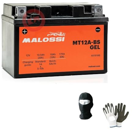 Compatible avec Suzuki SFV Gladius 650 de 2009 à 2015 Batterie Malossi en gel MT12A-BS déjà prête à l'emploi active batteries 10 Ah 12 volts pour moto scooter