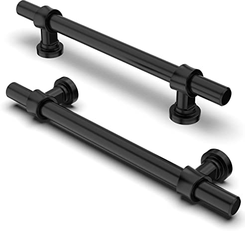 FURNIWARE 10 pièces Poignées Espacement des Trous de 128 mm Noir Mat Poignées de Meubles Poignées de Placard Poignées de Cuisine Poignées de Tiroir de Meubles