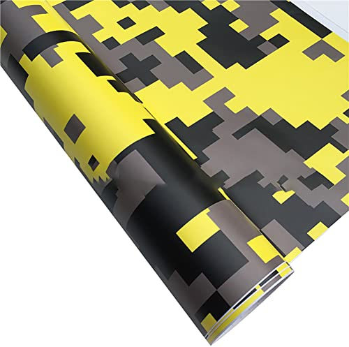 Uposao Camouflage Auto Folie,Auto Vinylfolie Selbstklebende Tarnung Fahrzeug Lackschutzfolie Auto Schutzfolie Wrapping DIY Vinyl Folie Autoaufkleber für Auto Motorrad Fahrrad,30cmx152cm,Gelb