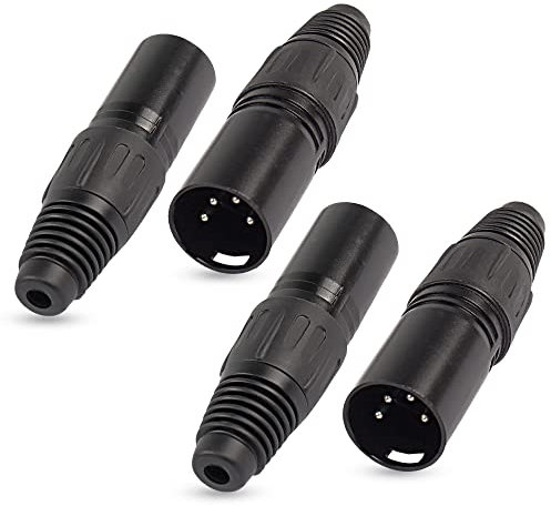 XMSJSIY 4 Pin XLR Male Plugs Connectors, 4 Pin XLR-M Plug Audio Mic Microphone Connector,XLR Cable Ends Solder Type Replacement M-Plug Audio Socket-4PCS…