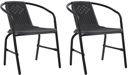 WIFESE 2 STK. Gartenstühle Kunststoff BalkonmöBel Gartenstuhl StapelstüHle Rattan GartenmöBel Set RattanstüHle GartenmöBel Rattan Wetterfest 62x55x74 cm Rattan-Optik und Stahl 110 kg