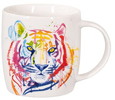 tea4chill Könitz Kaffeetasse Watercolour Tiger. Teetasse 350ml, Porzellan. Design modern, bunt