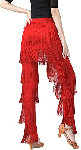 AIEOE Damen Latina Hose Tappa für Tanz Praxis Professionelle Rumba Tango Yoga Elegant Größe 3XL Rot