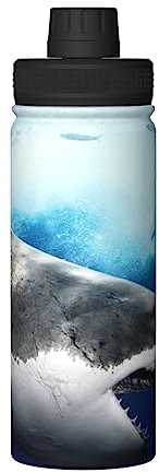 OHWODA 3D Shark Fish printed Insulated water bottle, sports insulated mug - reusable and easy to carry
