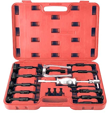 FreeTec 16pz Estrattore Cuscinetti Interni, 8-58mm Kit Estrattore Cuscinetti Ciechi con Martello, Estrattore di Rimozione Smontaggio Cuscinetti Piccoli Conici per Ruota Cambio Auto Camion Moto, Rosso