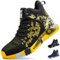 Scarponi Antinfortunistiche Uomo Donna Leggere Scarpe da Lavoro con Punta in Acciaio Antiscivolo Scarpe di Sicurezza Sportive 1011/Giallo 42