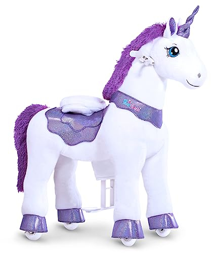 PonyCycle REIT-Einhorn, für Kinder 4–7 Jahre, 90cm Hoch, Einhorn Reitpferd mit Handbremse, Einhorn Schaukelpferd, Lila Einhorn zum Draufsitzen, Basis Modell E - E413