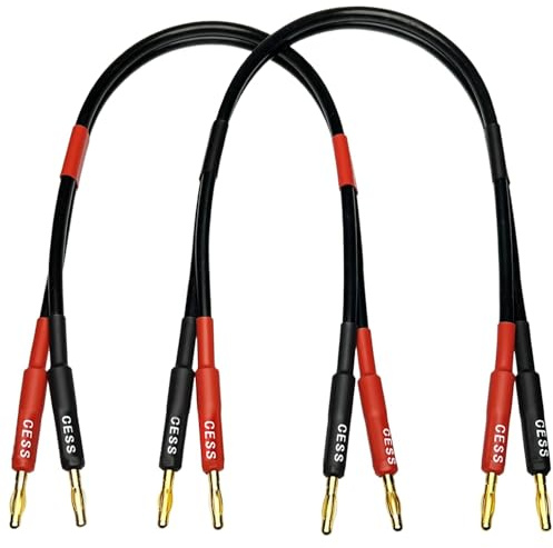 CESS-037-2f Banana Plug Male to Male Speaker Cable 12 Gauge 680 Strand Count Silicone Soft Wire, 2 Cables (2 FEET)