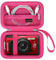 Canboc Carrying Case for OM System Tough TG-7/ OM System Olympus TG-6 Underwater Camera, Waterproof Camera Bag, Zipper Mesh Pocket fits USB Cable, Batteries, Rosered(Case Only)