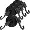 Verstellbar Spanngummi mit Haken, Expander mit Metallhaken 4er Set, 150cm Flach Gepäckspanner Schwarz Gummiseil, Extra Stark Gummispanner Gummibänder für Sonnensegel, Garten, Fahrrad, Auto, Tarps