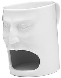 OKUMEYR Creative Face Shape Ceramic Cookies Mug White Cookie Holder Cup for Tea and Coffee Unique Biscuit Storage Mug for Home and Office