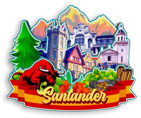 Quwsne Imán para nevera, Santander, España, imán para nevera, recuerdos de viaje de ciudad, regalos turísticos, monumentos clásicos 3D, hechos a mano, decoración del hogar -1435, QS-WC-1435