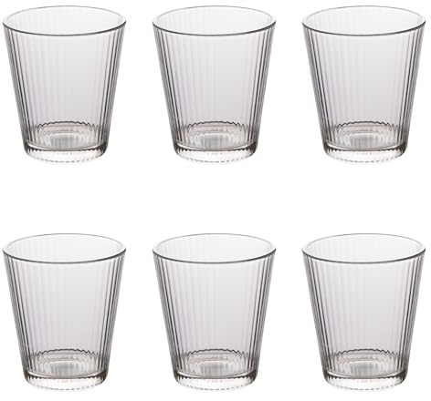 Villa d’Este Home Tivoli Lot de 6 verres à eau en verre 350 ml, motif rayures, Nice