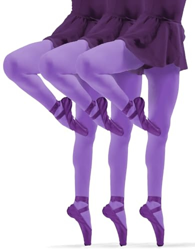 sesto senso 3 Paia Collant Ragazza 40 Den Viola scuro Colorata Coprente Microfibra Bambina 128-134 Milka Purple