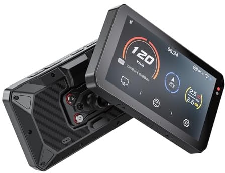CHIGEE AIO-5Play - Sistema de navegación GPS para motocicleta Carplay Android, IPS LCD de 5 pulgadas, 60 FPS, 5G Wi-Fi BT, IP68 impermeable, compatible con Siri Google Assistant, aplicación dedicada