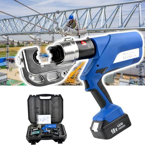 18V Electric Hydraulic Crimping Tools, Hydraulic Pliers, Battery Powered Cable Pliers, 2 Rechargeable Batteries, 1 Charger, for Electric Power Repair and Construction,400