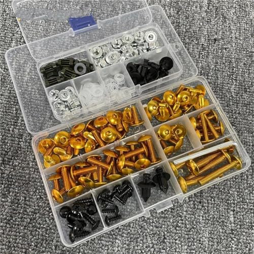 HDSNWG Werkzeugkasten Motorrad Verkleidung Körper Schrauben Kit Befestigungs Clips Schraube Muttern Für xvs 650 1100 Für aerox 50 155 Für Raptor 700 LTZ 400 xmax300(Gold)