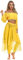 Yruioon Damen Bauchtanz Kostüm Set Langarm Crop Tops mit Chiffon Rock Bauchtanz Kleid Bauchtänzerin Indische Tanzkleidung Gelb Einheitsgröße