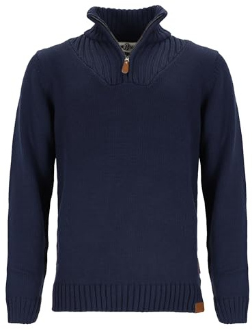 tomBrook Herren Strick-Troyer Unifarben - Troyer-Pullover Strickpullover mit Stehkragen und Reißverschluss