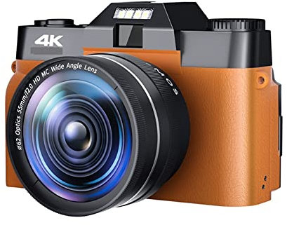 Videocamera Grandangolo 48MP Fotografia Fotocamere digitali Messa a fuoco automatica Retro Vintage Registratore fotografico 4K Streaming Videocamera Youtube Video Webcam(No SD Card,With Wide Angle Len