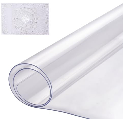 VEVOR Mantel Transparente Rectángulo 35,6 x 61 cm Mantel de PVC para Mesa Espesor de 1,5 mm Protector de Mesa de PVC Impermeable Fácil de Limpiar para Oficina, Cocina, Restaurante, Comedor