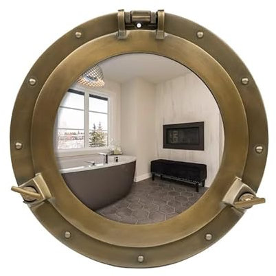 CREATIVEERA Nautical Antique Brass Porthole 12 inch Ship Boat Window & Wall Porthole Decor