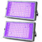 CpHssy 2er Lumière Noire UV LED 100W, Projecteur Étanche IP66 avec Prise Standard Européenne, Adapté à Halloween, Fête Fluorescente, Décoration de Scène et d'Aquarium