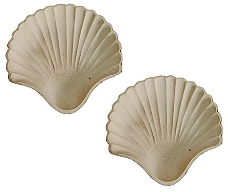TINEASUR 2pcs Wooden Shell Tray Jewelry Display Holder Serving Tray Decorative Tray Snack Tray for Dresser Trinket Dish Shell Jewelry Tray Necklace Tray Soap Bar Container Jewelry Organizer