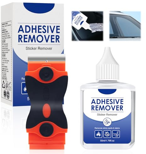 Quita Pegamento,50ml Disolvente Pegamento,Elimina Rápidamente Etiquetas,Quita Adhesivos,Viene con Raspador,Eliminador de Etiquetas y Adhesivos,Residuos de Adhesivo las Superficies Lisas
