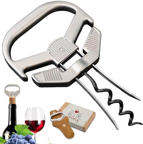 LUCYLANKER Apribottiglie Vino, Apribottiglie per Bottiglie Vino 3 in 1 Ah So, Cavatappi Bilama, Cavatappi Vecchie Annate con Apribottiglie per Birra, Regalo per Gli Amanti del Vino (Classica)