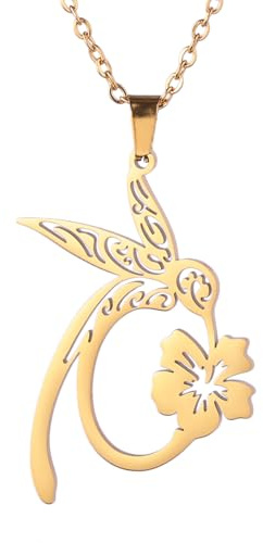TEAMER Collier délicat en forme de Colibri Pendentif délicat en forme d'oiseau Bijoux porte-bonheur en forme d'animal creux pour femme