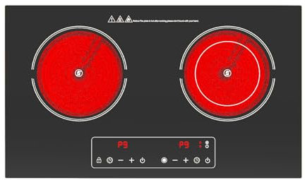 Cocina eléctrica de 110 V 2300 W con control no empotrado de 2 quemadores