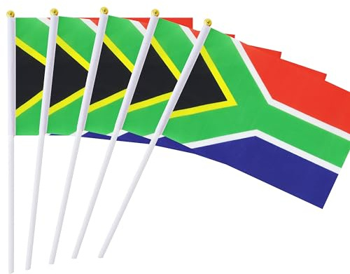 5 Stück Südafrika-Mini-Handflagge, geeignet für verschiedene Feiertagspartys und Nationalflaggen.