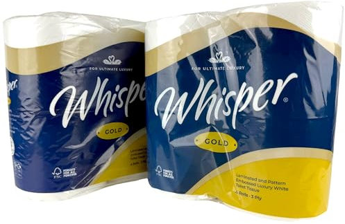 IDEAL 365 Whisper Gold Embossed Luxury Soft Toilet Roll 3 Ply (40 Rolls) - 4 Rolls Per Pack x 10