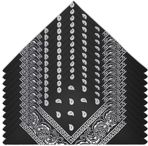 HOMIKLSA Bandanas für Herren und Damen, 12er-Pack Paisley Halstücher, Cowboy-Stil Kopftücher für Mode und Accessoires Bandana