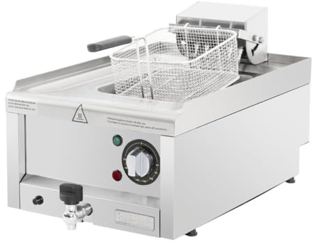 Buffalo 600 Series 6kW Single Tank Electric Deep Fryer, 8Ltr, 8 Ltr | Delivers rapid heat recovery to maintain ideal frying temperatures during busy professional kitchen service shifts.