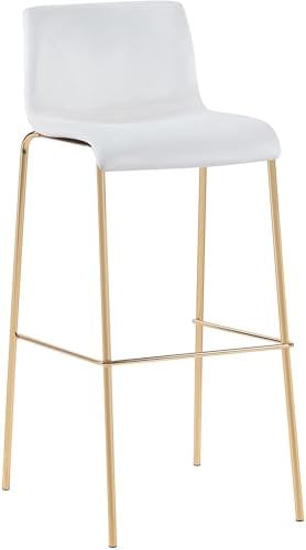 CLP Tabouret de Bar Hoover revêtement Velours I Chaise de Bar avec Dossier et Repose-Pieds I avec Structure métallique Aspect Or, Couleur:crème