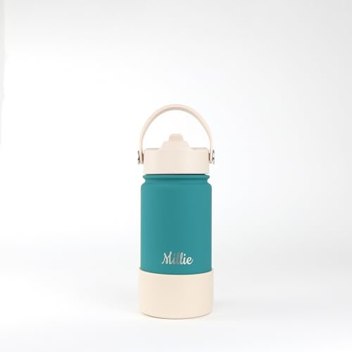 cribstar Personalised Insulated Straw Water Bottle | Stainless Steel | Laser Engraved | 12 Hours Hot & 24 Hours Cold | Vaccum Flask | Straw Lid | BPA Free (Teal - 14oz/400ml)