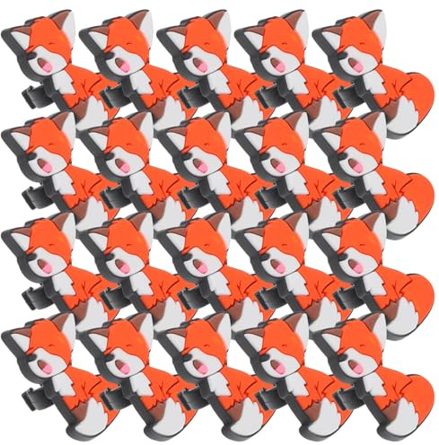 SEWACC Fuchs Bleistiftaufsatz 20 Stück aus Weichem PVC mit Clip, Orange | Fuchs Schule, Abnehmbar und Formstabil, für Lehrer, Teilen mit Freunden