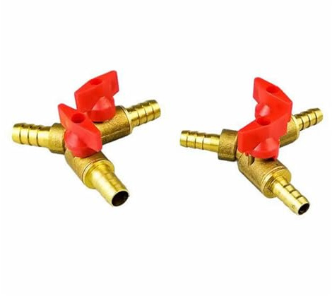 3-Wege-Kugelhahn, 3-Wege-Kugelhahn mit Widerhaken, 6-10 mm, Messing, Kunststoffgriff(8Mm)