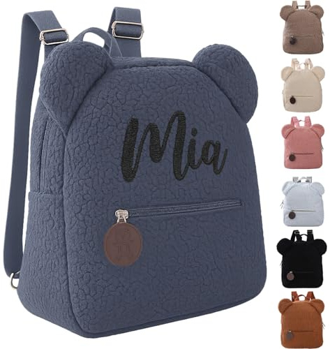 mememom Personalisierte Name Kinderrucksack Für Mädchen Jungs,kindergartenrucksack Mit Gestickt Name, Klein Teddy Bär Kindergartenrucksack,Personalisierte Geschenk Zum Schulanfang Kind