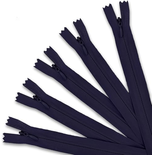 5 Stück unsichtbare Reißverschlüsse, 40 cm, Nylon-Reißverschlüsse zum Nähen von verdeckten, offenen Reißverschlüssen, Nähzubehör für Kleidung, Taschen, Kissenbezüge, Bastelprojekte (marineblau)