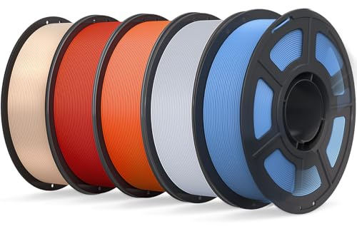 IEMAI ASA Filament 1.75mm 5Kg, 3D Drucker Filament ASA Mehrfarbiges Set, Hautfarbe/Rot/Orange/Silbergrau/Aquamarinblau, UV-beständig, Hitzebeständig, Maßgenauigkeit+/-0,02mm