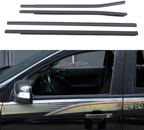 DIYUCAR 4PCS Weatherstrip Window Molding Trim Seal Compatible with Ford Ranger 2013-2021, Black Outer Door Window Trim Seal Belt, Replacement Parts