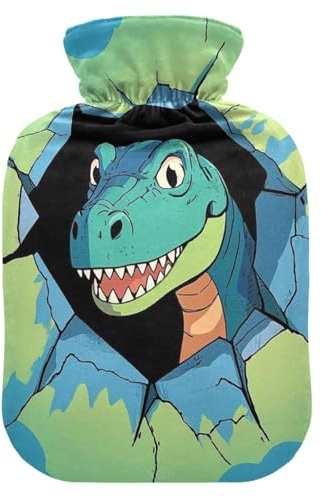 Lustige Cartoon-Wand-Dinosaurier-Wärmflaschen mit weichem Bezug, 2-Liter-Wärmekompressenbeutel zur Linderung von Nacken- und Schulterschmerzen, Hand-/Fußwärmer, Bolsa de Calor para Dolor Menstruation