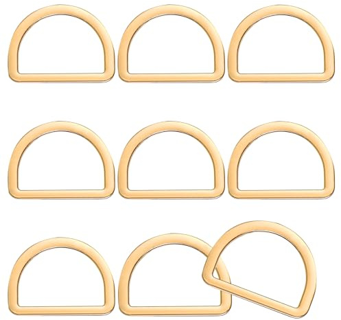 9 Stück Karabiner Ring D-Ring 25mm Halbrunder D-Ring Taschenzubehör Gold | Metall-D-Ring Nahtloser Stahl Halbringe D-Ringe für Halsbänder,Karabiner,Gurtbänder,Taschen,Hundeleine,Hand-Diy-Zubehör